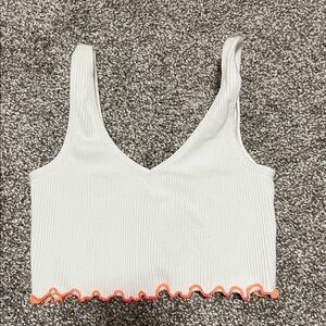 Colsie White Crop Top with Orange Trim